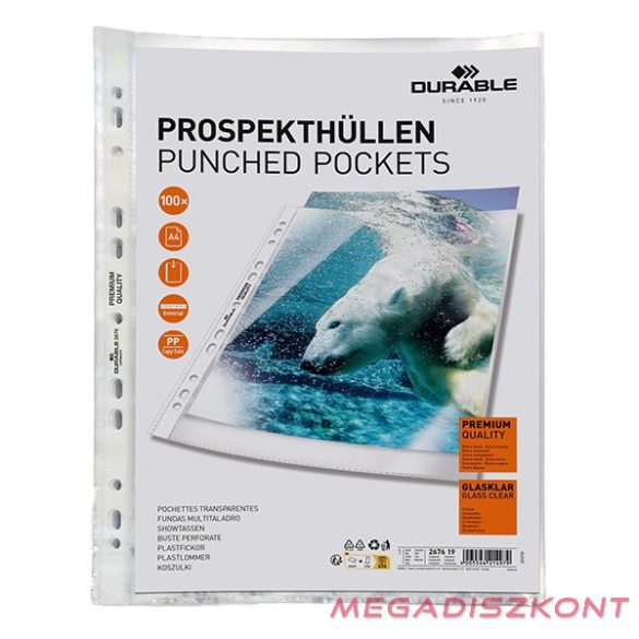 Lefűzhető genotherm DURABLE PP A/4 víztiszta 80 mikron 100 darabos