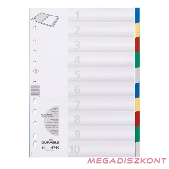 Regiszter DURABLE műanyag A/4 10 színes