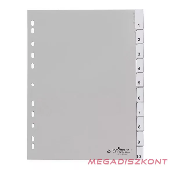 Regiszter DURABLE műanyag A/4 1-10 részes szürke
