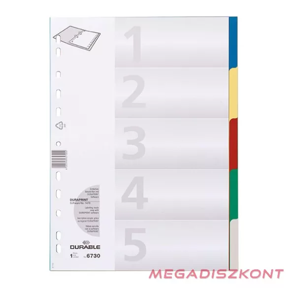 Regiszter DURABLE műanyag A/4 5 színes