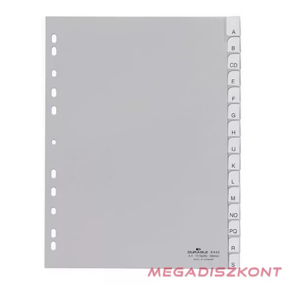 Regiszter DURABLE műanyag A/4 A-Z 15 részes szürke
