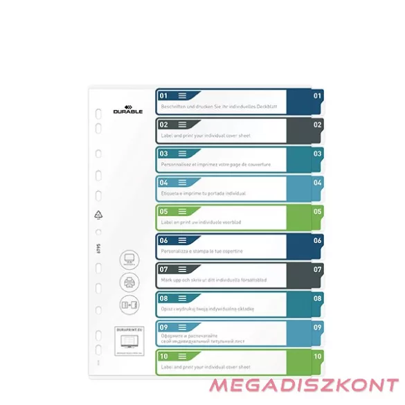 Regiszter DURABLE műanyag A/4 maxi 1-10 színes