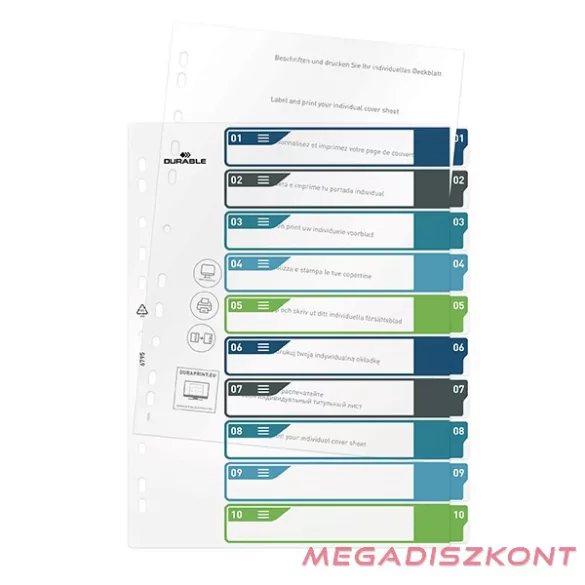 Regiszter DURABLE műanyag A/4 maxi 1-10 színes