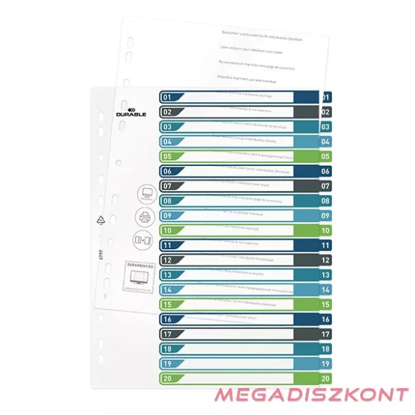 Regiszter DURABLE műanyag A/4 maxi 1-20 színes
