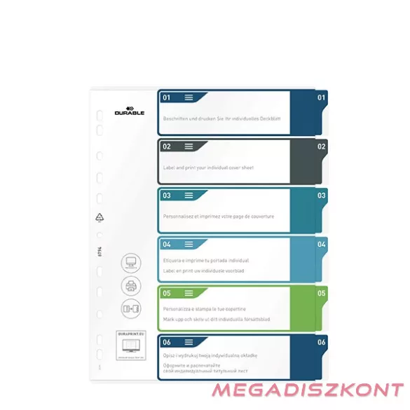 Regiszter DURABLE műanyag A/4 maxi 1-6 színes