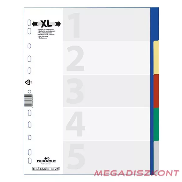 Regiszter DURABLE műanyag A/4 maxi 5 színes