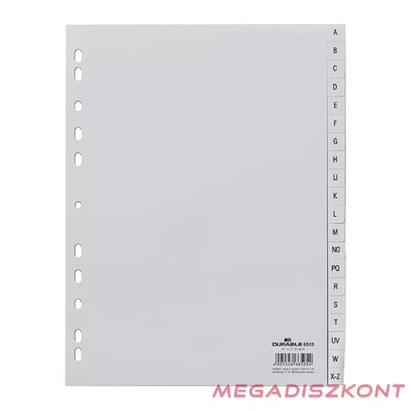 Regiszter DURABLE műanyag nemzetközi nyomtatású A/4 A-Z 20 részes szürke
