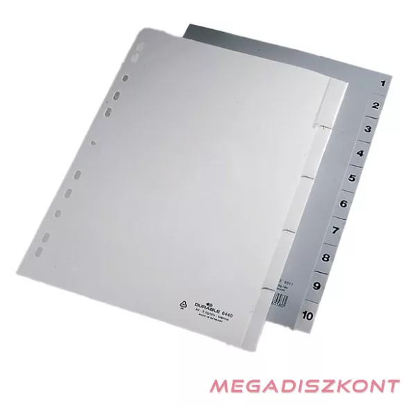 Regiszter DURABLE műanyag nyomtatott A/4 1-10 részes szürke
