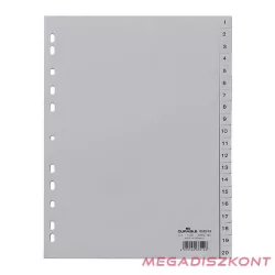   Regiszter DURABLE műanyag nyomtatott A/4 1-20 részes szürke
