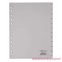   Regiszter DURABLE műanyag nyomtatott A/4 Jan-Dec 12 részes szürke A