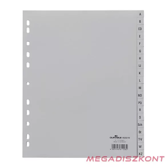 Regiszter DURABLE műanyag nyomtatott A/4 maxi A-Z 20 részes szürke