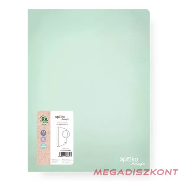 Gyűrűskönyv SPOKO ReLeaf PP A/4 35 mm 4 gyűrű SoftTouch menta zöld