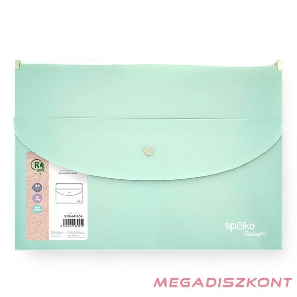 Irattasak SPOKO ReLeaf PP A/4 cipzáras és A/5 patentos SoftTouch menta zöld