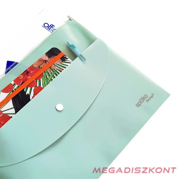 Irattasak SPOKO ReLeaf PP A/4 cipzáras és A/5 patentos SoftTouch menta zöld