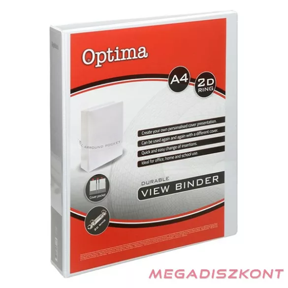 Gyűrűskönyv OPTIMA panorámás A/4 2 gyűrű 38mm fehér
