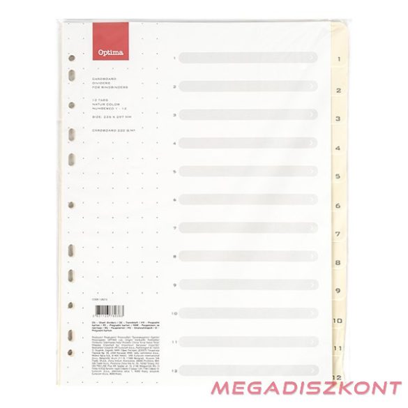 Regiszter OPTIMA A/4 karton 1-12