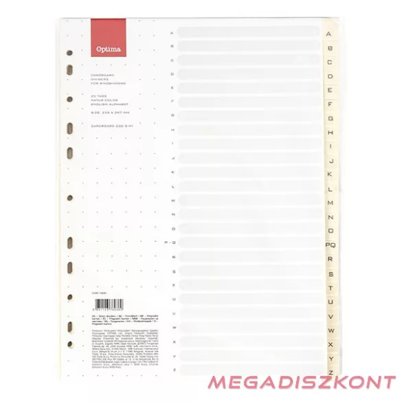 Regiszter OPTIMA A/4 karton A-Z