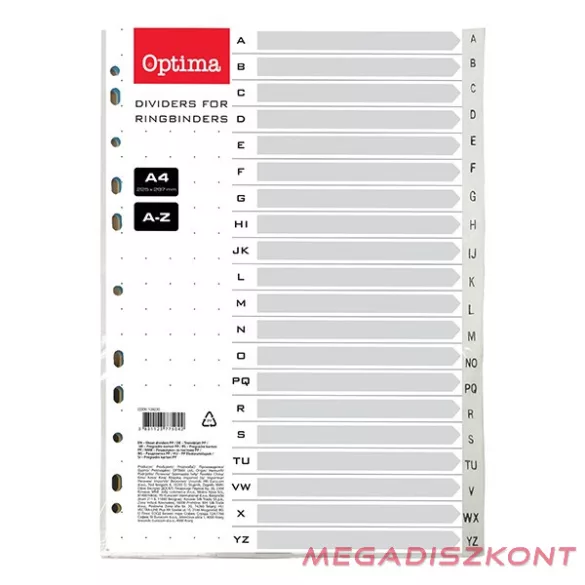 Regiszter OPTIMA A/4 műanyag A-Z