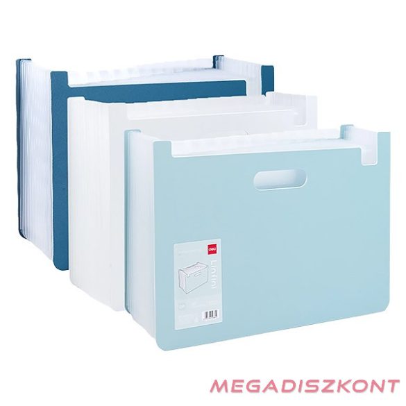 Irattartó asztali DELI Linfini A/4 fekvő harmónikás 13 rekeszes vegyes pasztell színekben