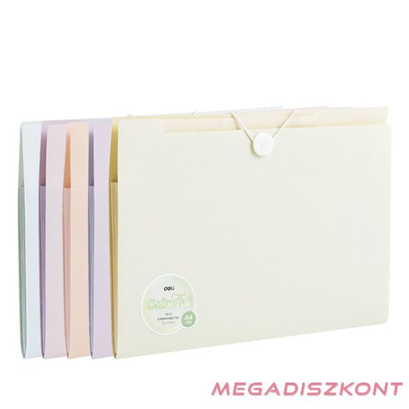 Harmónika mappa DELI Colorful A/4 PP 8 rekeszes vegyes pasztell színekben