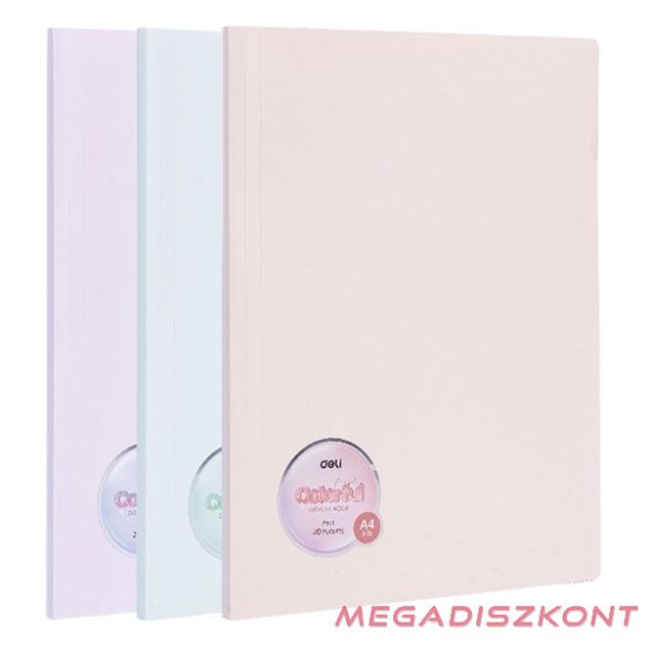 Iratvédő mappa DELI Colorful A/4 40 zsebes PP vegyes pasztell színekben