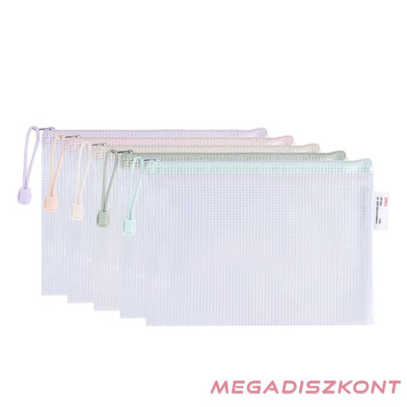 Irattasak DELI Colorful A/5 cipzáras háló mintás vegyes pasztell színekben