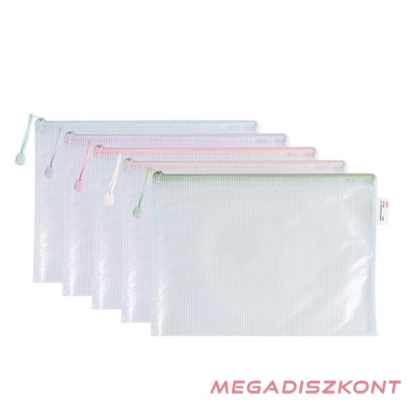 Irattasak DELI Colorful A/4 cipzáras háló mintás vegyes pasztell színekben