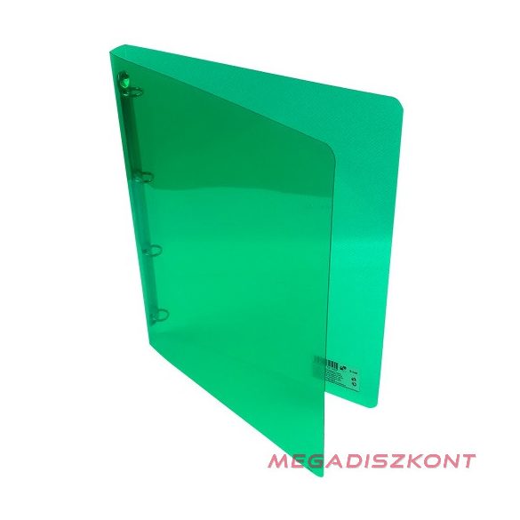 Gyűrűskönyv A/4 PP 20mm 4 gyűrű átlátszó zöld