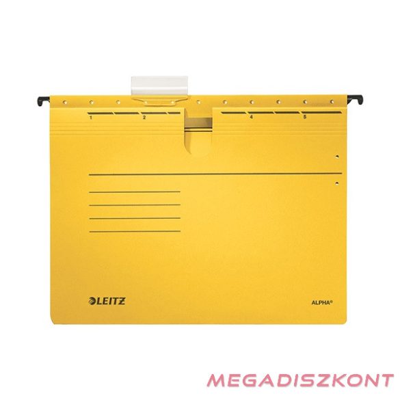 Függőmappa gyorsfűző szerkezettel LEITZ Alpha A/4 karton sárga 25 db/doboz