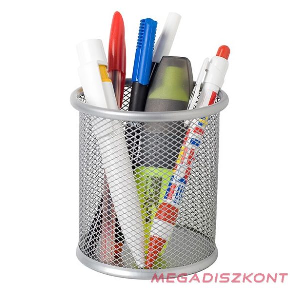 Írószertartó fémhálós ezüst