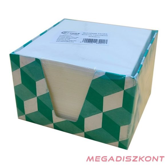 Kockatömb fehér FORTUNA 9x9x6 cm mintás tartóban