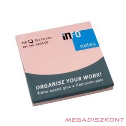   Öntapadós jegyzettömb GLOBAL Notes 5654-02 75x75mm pasztell pink 100 lapos