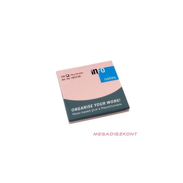 Öntapadós jegyzettömb GLOBAL Notes 5654-02 75x75mm pasztell pink 100 lapos