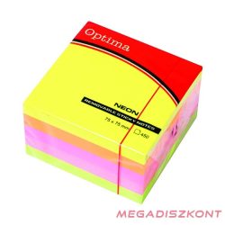 Öntapadós jegyzettömb OPTIMA 75x75mm neon mix 450 lap