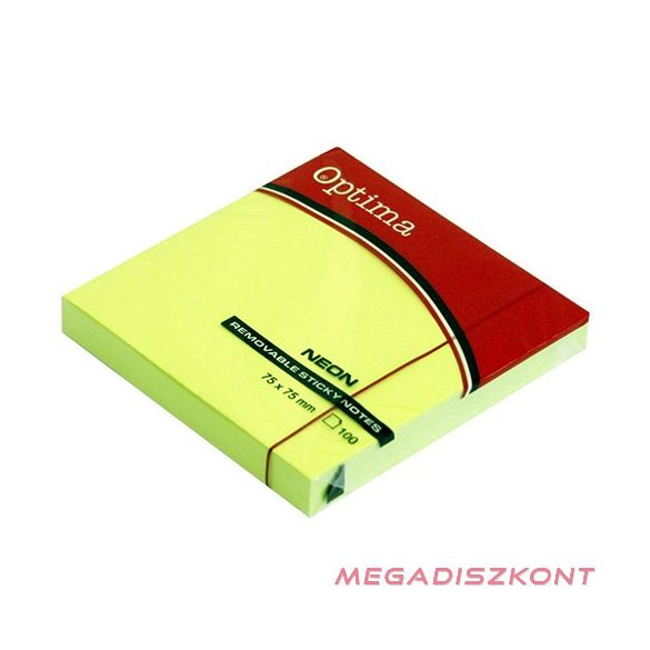 Öntapadós jegyzettömb OPTIMA 75x75mm neon zöld 100 lap