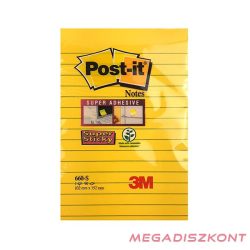   Öntapadós jegyzettömb 3M Post-it 660-3 102x152mm Super Sticky vonalas 90 lap