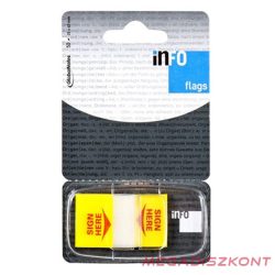   Oldaljelölő GLOBAL Notes "sign here" 7729-11 műanyag 25x43mm sárga 50 lap