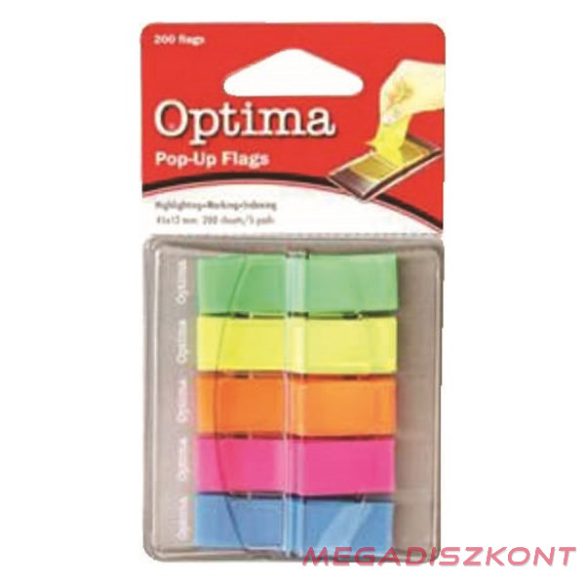 Oldaljelölő OPTIMA műanyag 5 színű 12x45 mm 5x40 lap