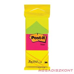   Öntapadós jegyzettömb 3M Post-it LP6812 38x51mm neon  3x100 lap