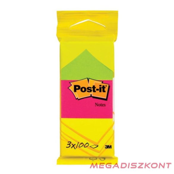 Öntapadós jegyzettömb 3M Post-it LP6812 38x51mm neon  3x100 lap