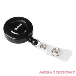   Azonosítókártya tartó DJOIS karabineres kihúzható 60 cm zsinórral fekete 10 darabos