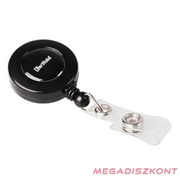 Azonosítókártya tartó DJOIS karabineres kihúzható 60 cm zsinórral fekete 10 darabos