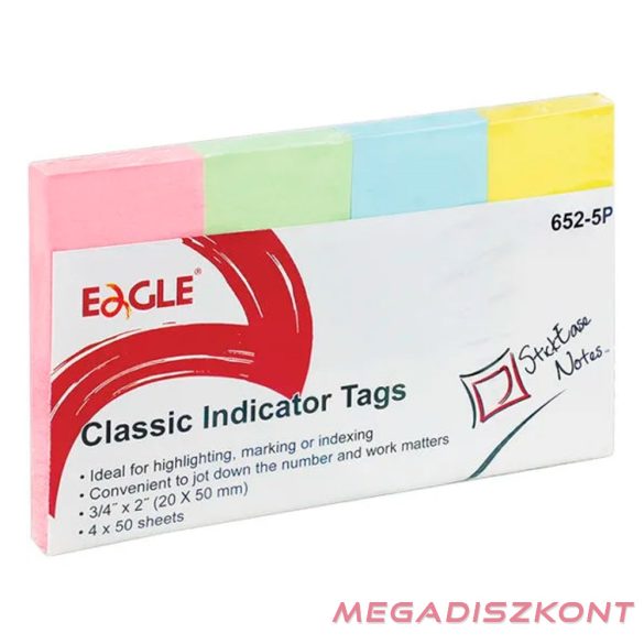 Oldaljelölő EAGLE 652-5P papír pasztell vegyes szín 4x50 lap