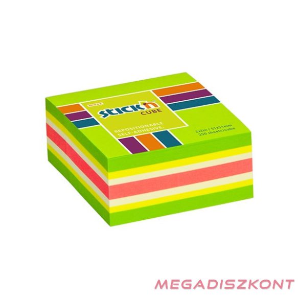 Öntapadós jegyzettömb STICK'N 51x51mm neon zöld mix 250 lap