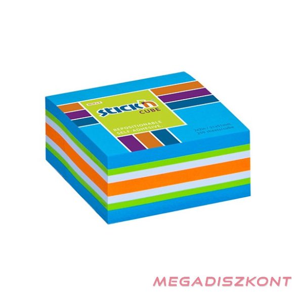 Öntapadós jegyzettömb STICK'N 51x51mm neon kék mix 250 lap