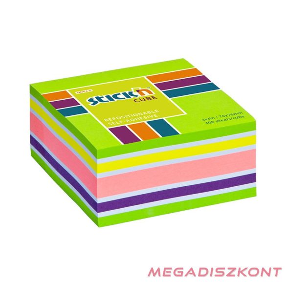 Öntapadós jegyzettömb STICK'N 76x76mm neon zöld mix 400 lap