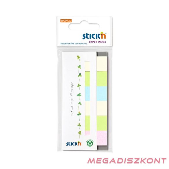 Öntapadó oldaljelölő STICK'N papír 45x15mm újrahasznosított mix 7x30 lap