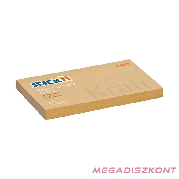 Öntapadós jegyzettömb STICK'N kraft notes 76x127mm natúr barna 100 lap