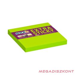   Öntapadós jegyzettömb STICK'N extra erős 76x76mm neon zöld 90 lap