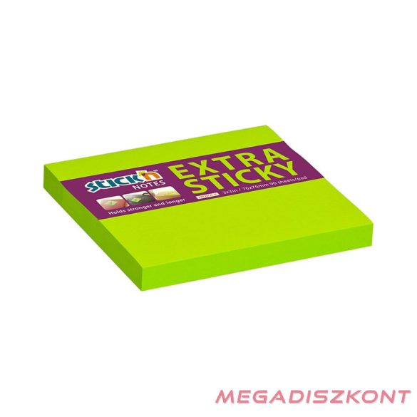 Öntapadós jegyzettömb STICK'N extra erős 76x76mm neon zöld 90 lap